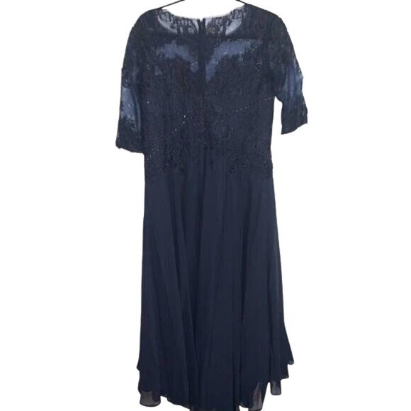 Asymmetrical Chiffon Evening Dress With Sequined Bodice & High Low Skirt - Picture 9 of 13